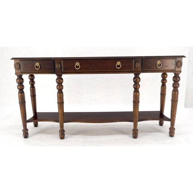 Spanish Colonial Style 3 Drawers 60" Wide Console Table Credenza Brass Pulls For Sale - Image 9 of 16