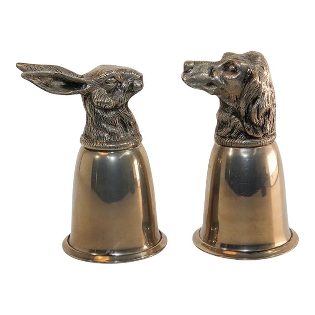 Gucci Silver Plated Animal Stirrup Cups Signed Italy, 1970s For Sale