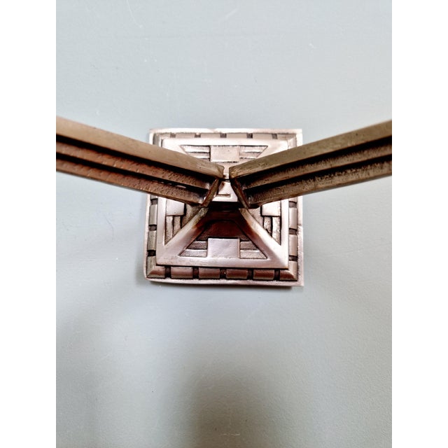 Metal Art Deco Double Wall Light in Nickel-Plated Bronze, 1920s For Sale - Image 7 of 14