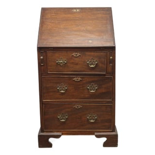 Antique English Georgian Mahogany Slant Front Bureau Desk For Sale