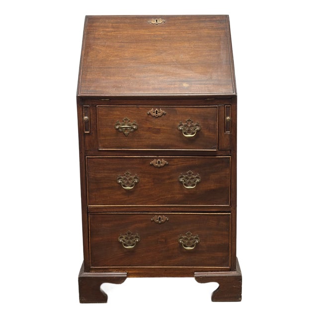 Antique English Georgian Mahogany Slant Front Bureau Desk For Sale