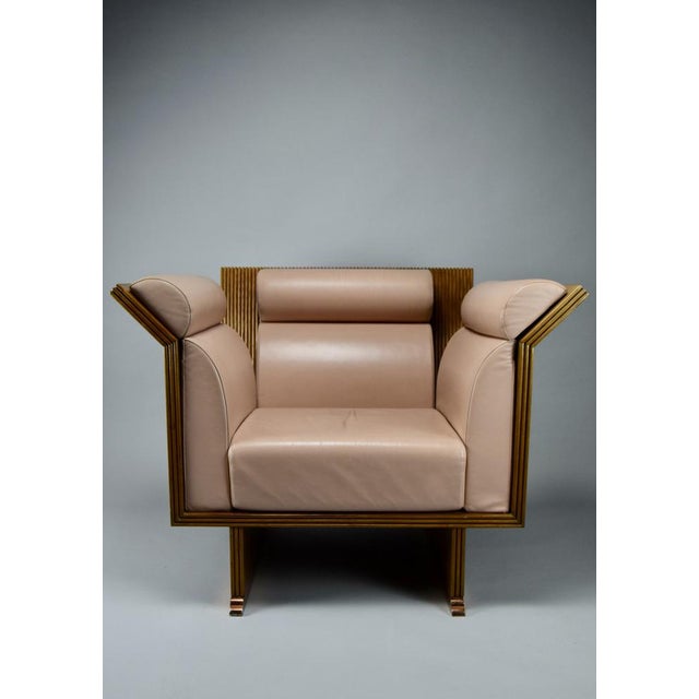 Postmodern Neo Eclectic Wood and Leather Lounge Chair from Busnelli, 1983 For Sale - Image 12 of 15
