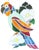 Colorful mid-century leaded art glass piece featuring a parrot / macaw perched admist lovely camillia blossoms and their...