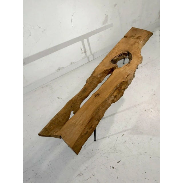 Mid-Century French Raw Wood Coffee or Side Table on Compass Legs, 1950s For Sale - Image 6 of 13