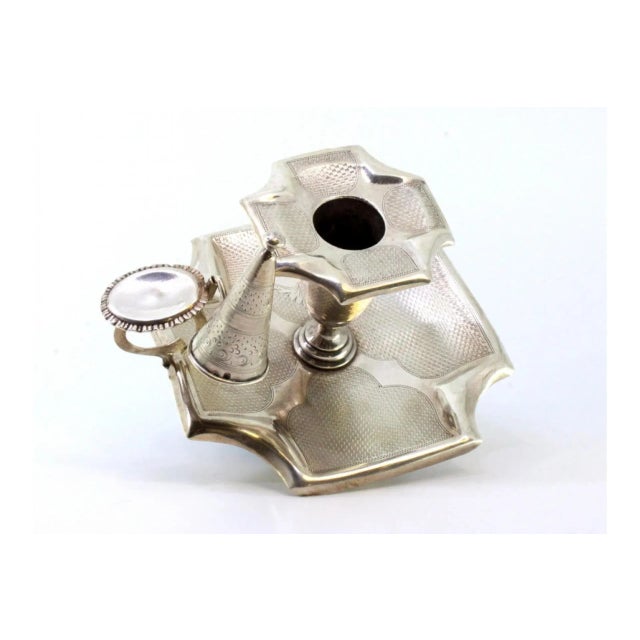 Guilloche Silver Paddle with Monogram Card and Flame Arrestor For Sale - Image 9 of 10