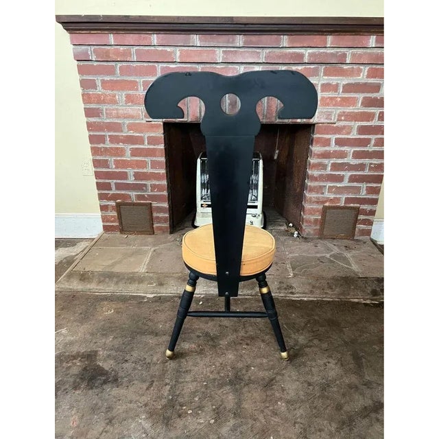 Vintage Mother of Pearl Inlaid 3 Leg..High Back Chair. Spinning chair, high back stool Approximate measures: Height...