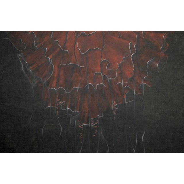 1980s Patricia A. Pearce "Red Medusa Mantle" (Ruffled Kimono) Abstract Pen and Ink Hand Augmented Collotype 1980s For Sale - Image 5 of 8