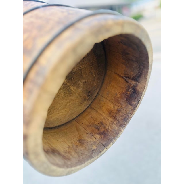 Antique Wooden Bucket with Iron Bands – Primitive Farmhouse Decor Rich with rustic charm, this antique wooden bucket is a...