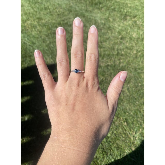 0.82 CTW Sapphire and Diamond Engagement Ring, 14k White Gold, Ring Size 9 For Sale In Greensboro - Image 6 of 6