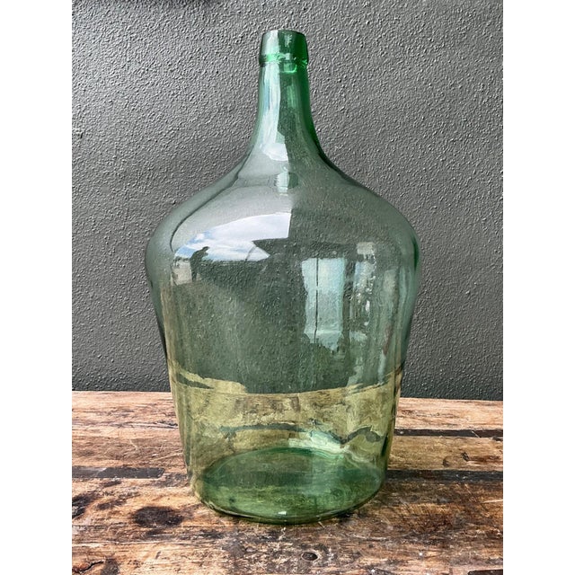 Vintage Green Glass Demijohn Bottle For Sale - Image 4 of 14