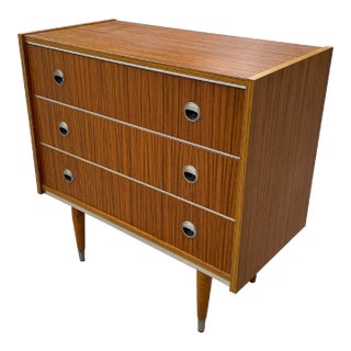 Mid Century Zebra Wood Three Drawer Chest For Sale