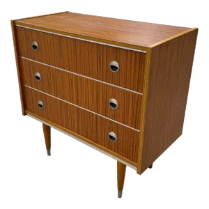 Mid Century Zebra Wood Three Drawer Chest