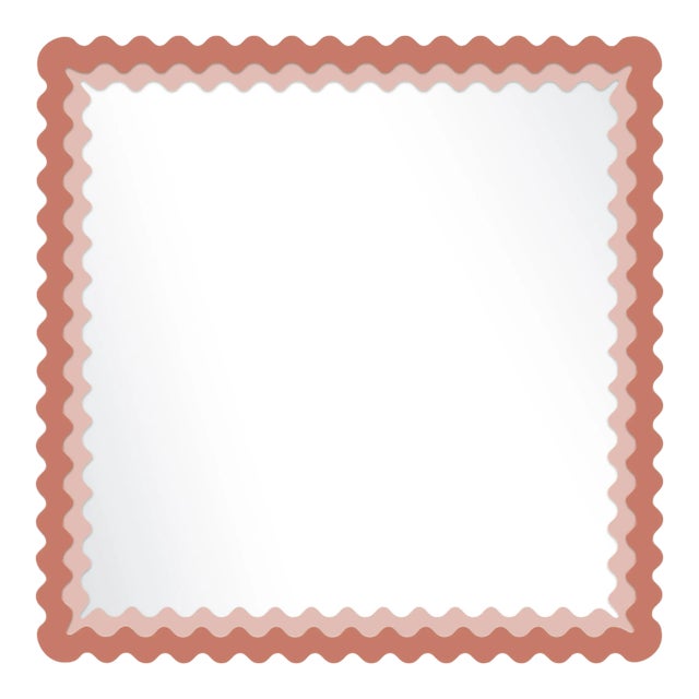 Fleur Home x Chairish Carnival Chaos Square Mirror in Red Earth, 36x36 For Sale