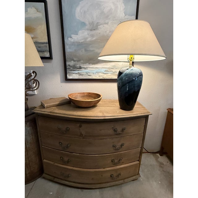 Black 1970s Dutch Style Black Cobalt Blue Drip Glaze Large Lamp For Sale - Image 8 of 8