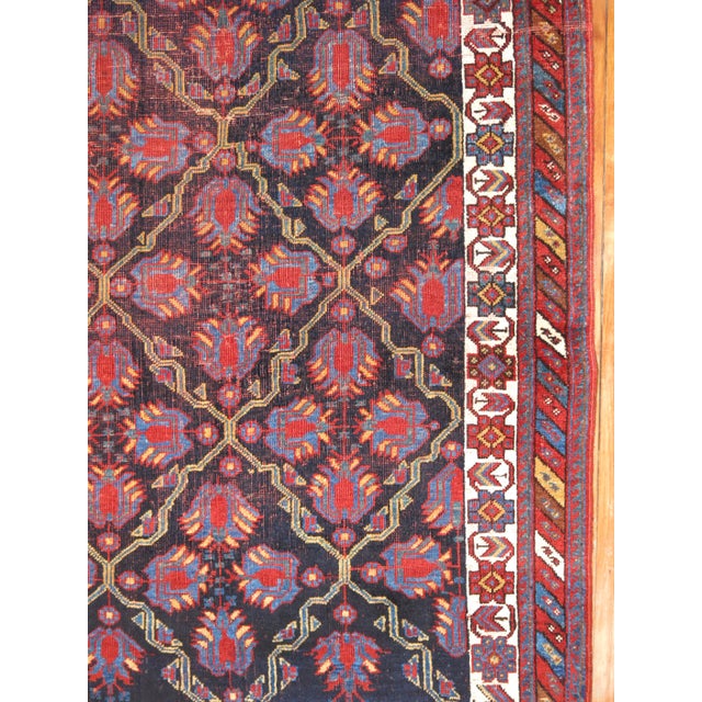 Shabby Worn Navy Blue Antique Throw Rug, 3'5'' X 4'10'' For Sale - Image 4 of 8