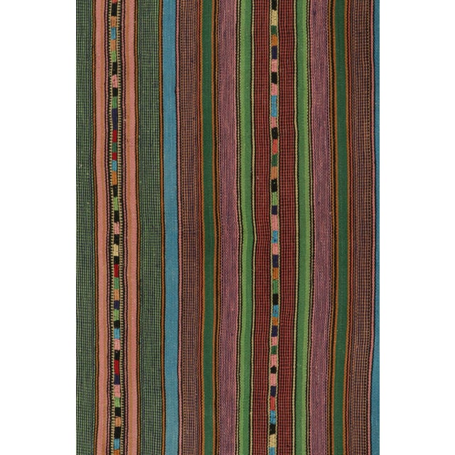 1950s 1950s Vintage Persian Palas Kilim in Multicolor Stripes, From Rug & Kilim For Sale - Image 5 of 8