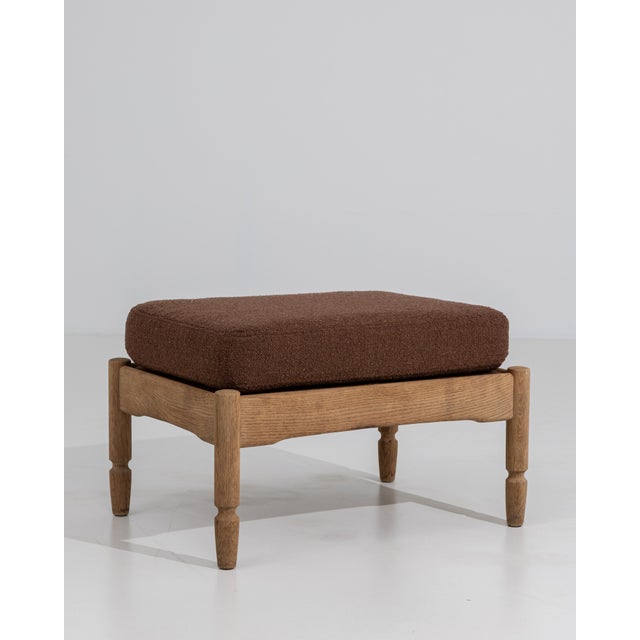 Oak Stool With Upholstered Seat, France, Circa 1970 For Sale - Image 4 of 8