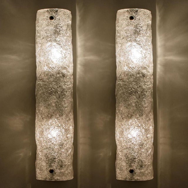 1960s Ice Glass Wall Light from Hillebrand, Germany, 1960s For Sale - Image 5 of 10