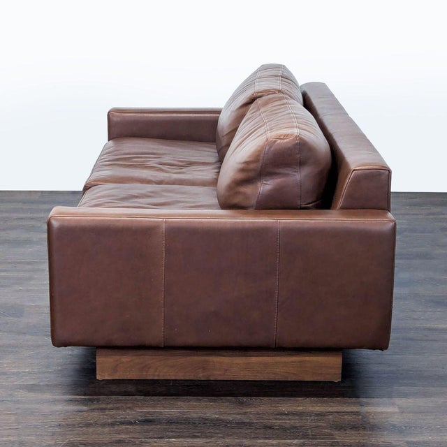 Modern Room & Board 3-Seat Brown Leather Sofa For Sale - Image 3 of 9