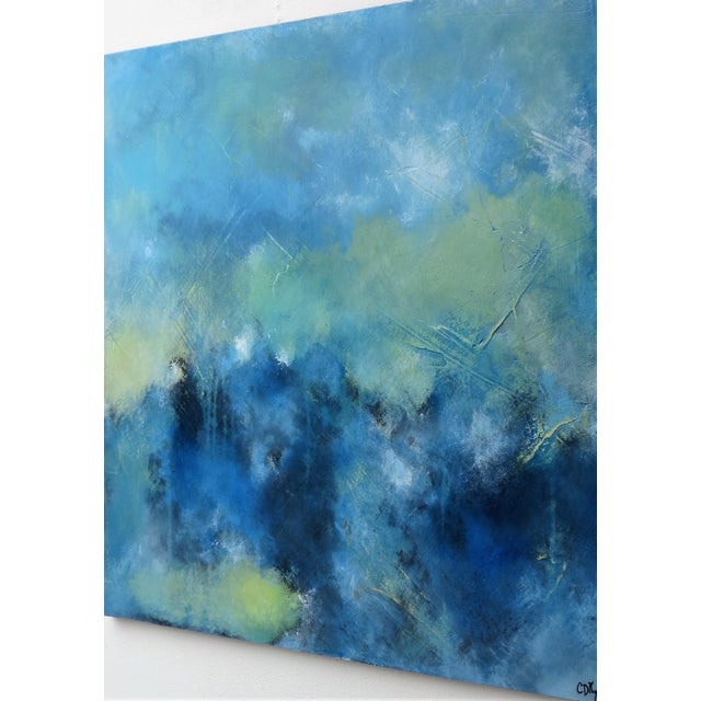 Contemporary Enigmatic Blue, Ii. Abstract Oil on Wood by C. Damien Fox For Sale - Image 3 of 5