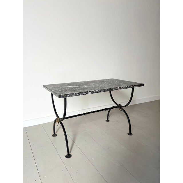 Mid-Century Modern French Coffee Table with Marble Top, 1960s For Sale - Image 9 of 10