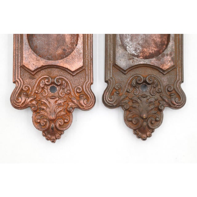Victorian Pair of Victorian Cast Iron Sargent Pocket Door Plates For Sale - Image 3 of 6