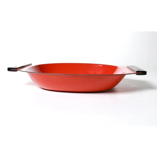 Mid-Century Modern Vintage Cathrineholm Paella Pan – Red Enamel With Black Handles For Sale - Image 3 of 10