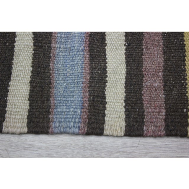 Late 20th Century Rustic Style Turkish Stripe Design Ethnic Wool Kilim Rug For Sale - Image 9 of 13