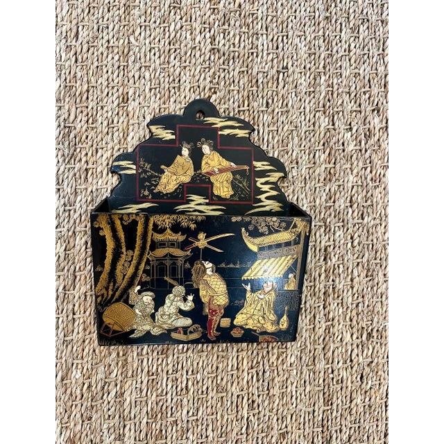 Early 20th Century Papier-Mâché Chinoiserie Wall Pocket For Sale - Image 6 of 6