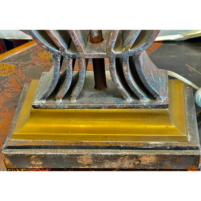 Polished Metal Shade & Wrought IronTable Lamp, France, 1940s For Sale - Image 18 of 18