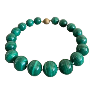 Large Malachite + Gold Washed Sterling Silver Necklace