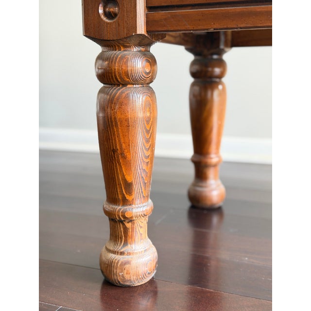 Vintage Rustic Solid Pine Square End Table — Turned Baluster Leg Farmhouse Spanish Colonial Side Table For Sale In Los Angeles - Image 6 of 12