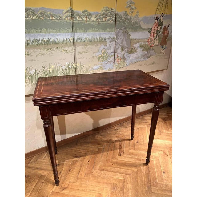 18th Century Italian Mahogany & Maple Inlaid Consoles or Folding Game Tables, Set of 2 For Sale - Image 18 of 18