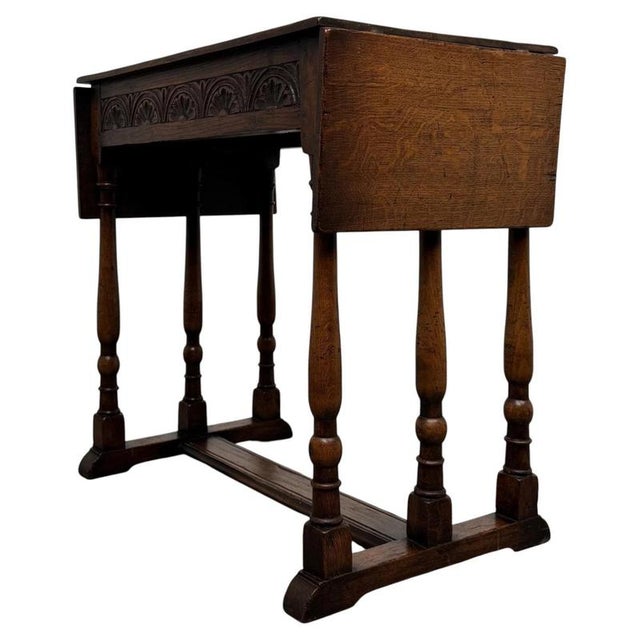 20th Century English Oak Drop-Leaf Side Table For Sale - Image 9 of 15