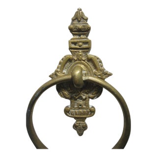 Vintage Cast Brass Towel Holder For Sale