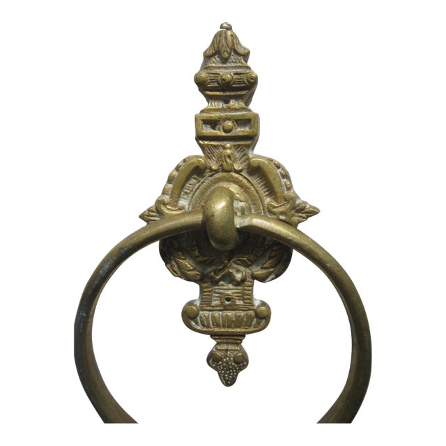 Vintage Cast Brass Towel Holder For Sale