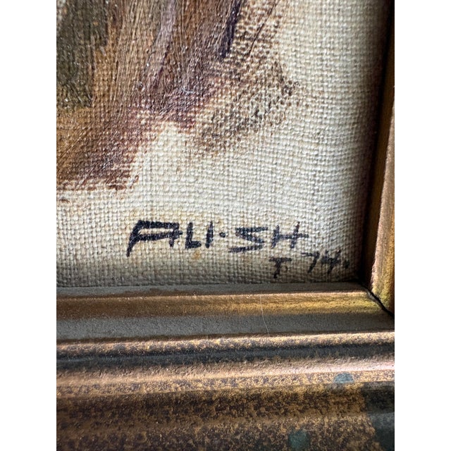 1974 Oil Portrait Painting of Elderly Man in Turban Signed “Ali•sh” Original Vintage Framed For Sale - Image 4 of 9