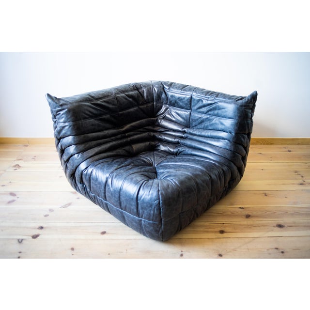 Black Togo Living Room Set in Dubai Leather by Michel Ducaroy for Ligne Roset, Set of 5 For Sale - Image 9 of 18