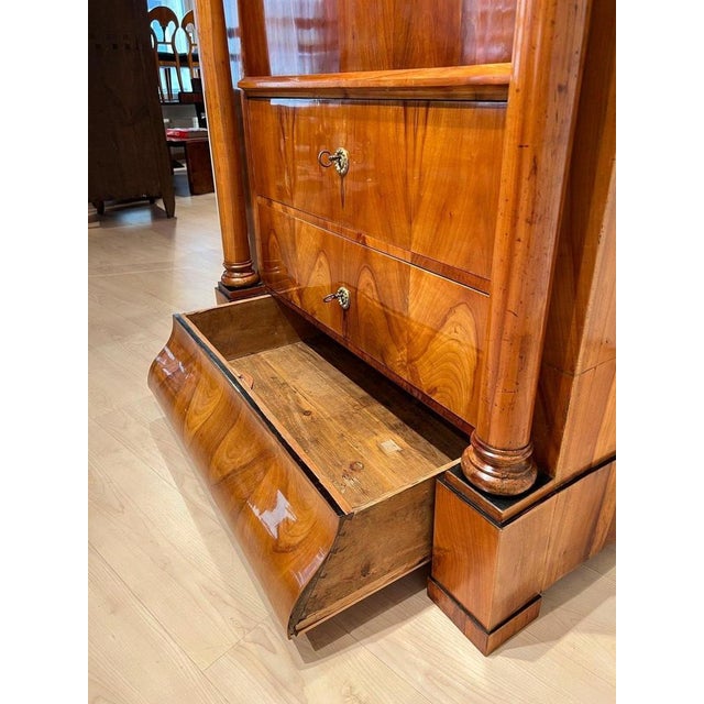 Biedermeier Secretaire in Cherrywood and Maple with Inlays and Brass, South Germany, 1830s For Sale - Image 14 of 18