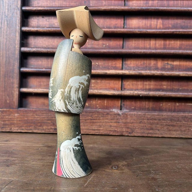 Japanese Kokeshi Wooden Figurine, 1980s For Sale - Image 6 of 11