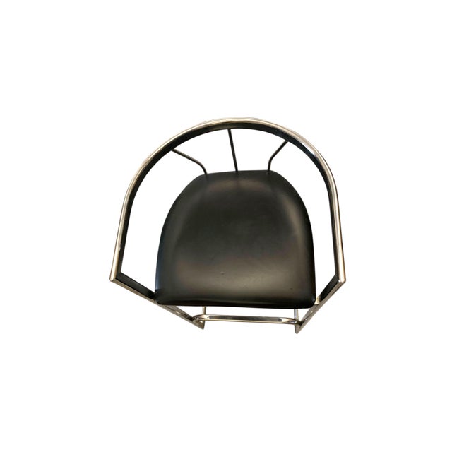1970s Leather and Chrome Modern Style Bar Stools- Set of 2 For Sale In Tulsa - Image 6 of 7