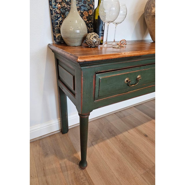 Rustic Antique British Farmhouse Green Painted Pine Kitchen Dresser ...