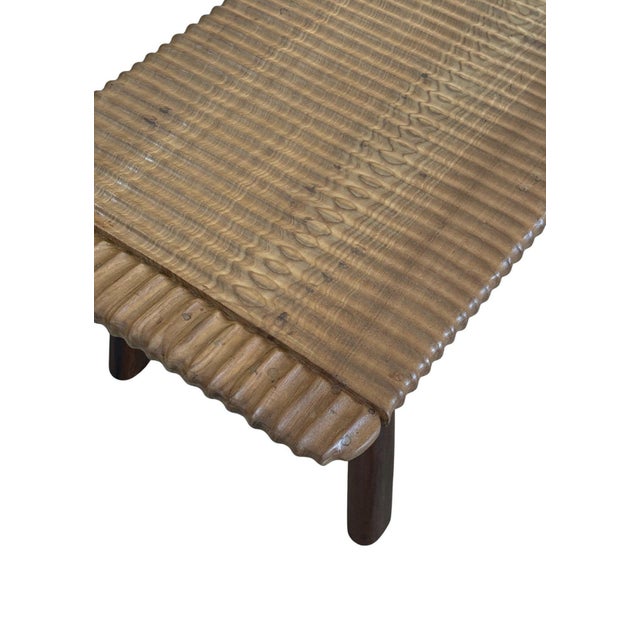 Not Yet Made - Made To Order Teak Wood Sofa Table, Hand-Carved Detailing, Modern Organic For Sale - Image 5 of 8