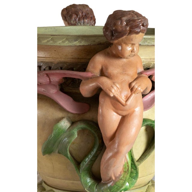 Art Nouveau Planter with Cherubs and Foliage, 20th Century For Sale - Image 7 of 8