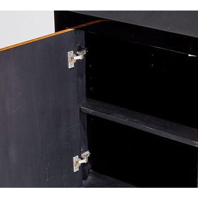 Pace Collection 1980s Pace Collection “Boca” Credenza With Birdseye Maple Doors & Black Lacquer Frame, Attributed For Sale - Image 4 of 7
