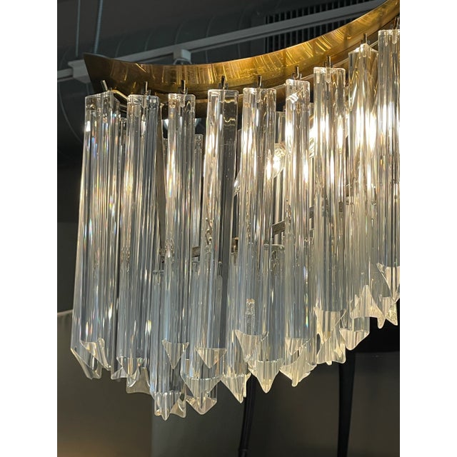 Metal 1970s Vintage Pagoda Glass and Brass Chandelier For Sale - Image 7 of 10