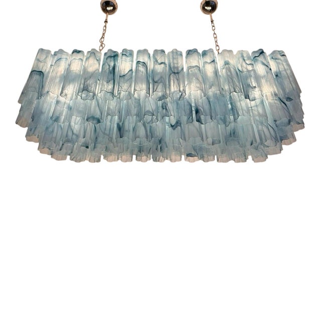Silver Blue Murano Glass Pendant Light from Justfurnituress SRL For Sale - Image 8 of 13