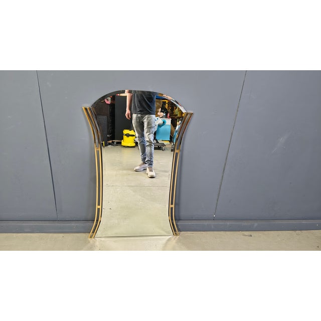 Vintage Belgian Brass Mirror, 1970s For Sale - Image 4 of 12