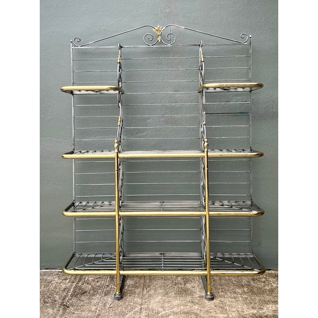 Vintage French Brass Rail Bakers Rack For Sale - Image 9 of 12