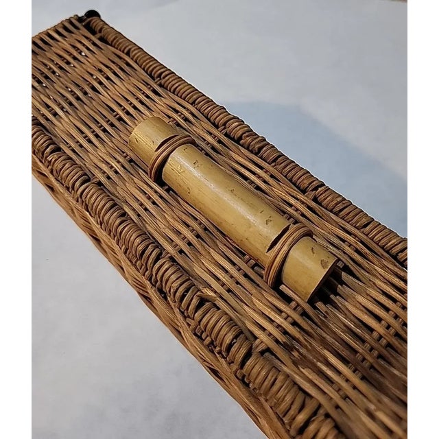 Vintage Wicker Storage Basket Woven Lidded For Sale - Image 4 of 8